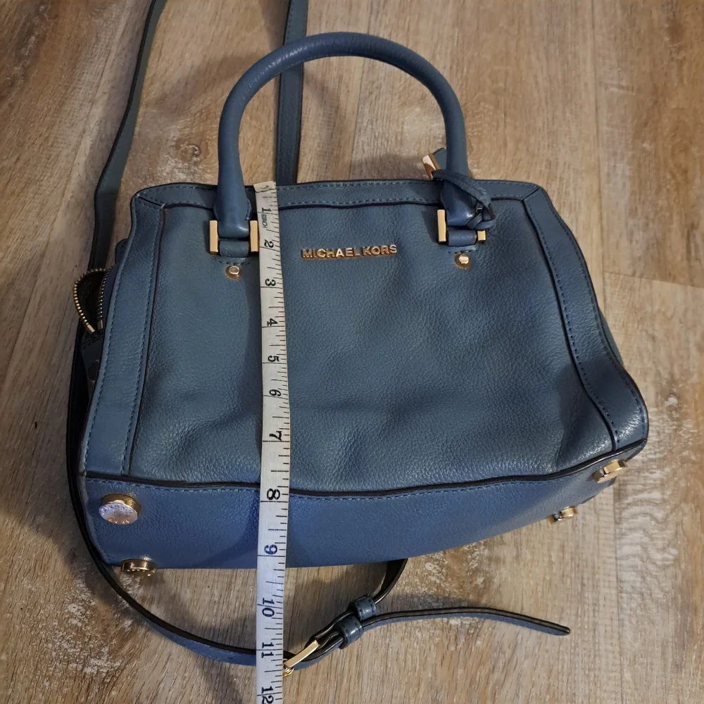 Michael Kors Blue Leather Satchel Crossbody Strap Bag